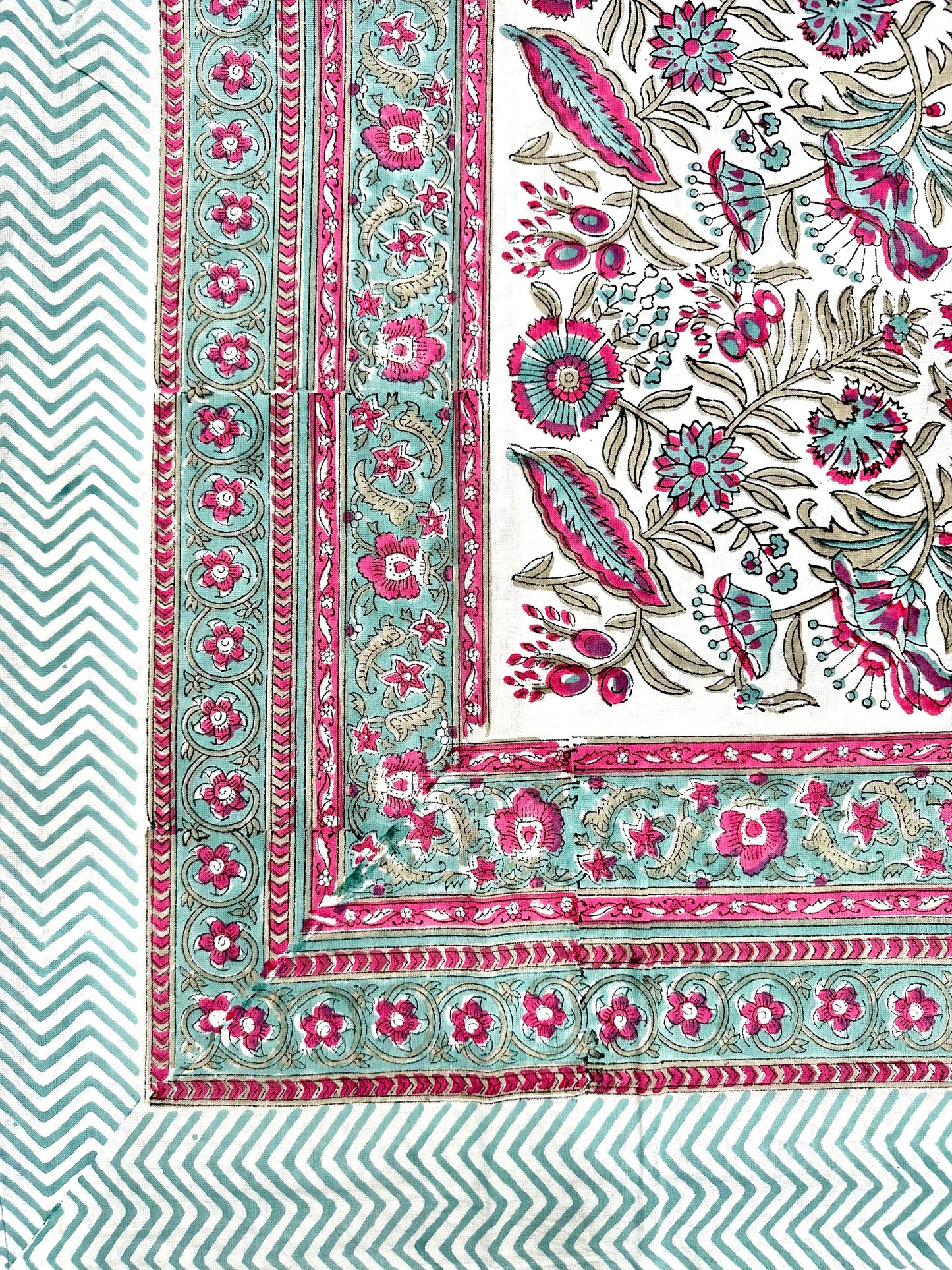 Aroha Hand Block Print Cotton Bedsheet with Reversible Pillow Covers