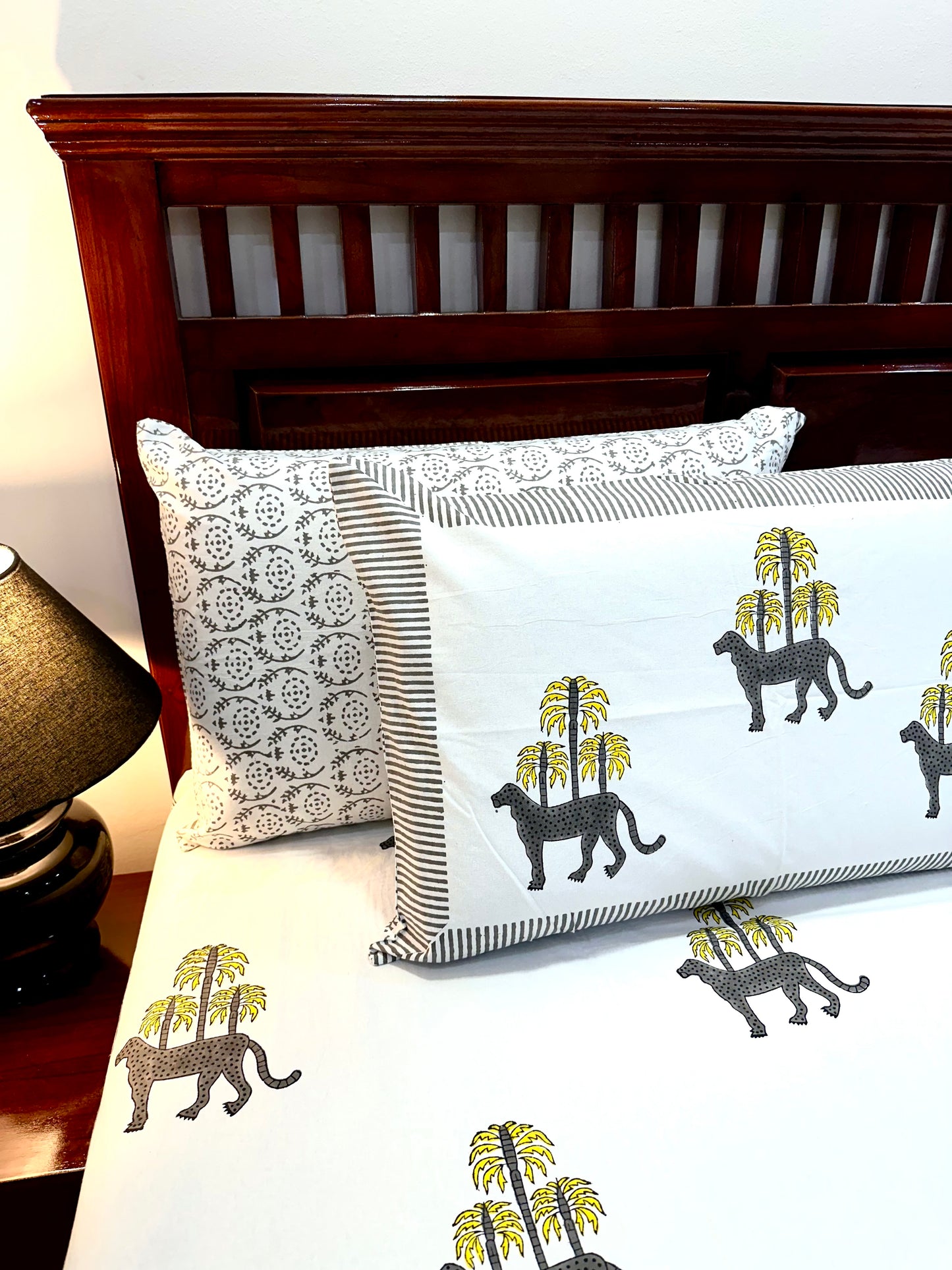 Iravat Hand Block Print Cotton Bedsheet with Reversible Pillow Covers