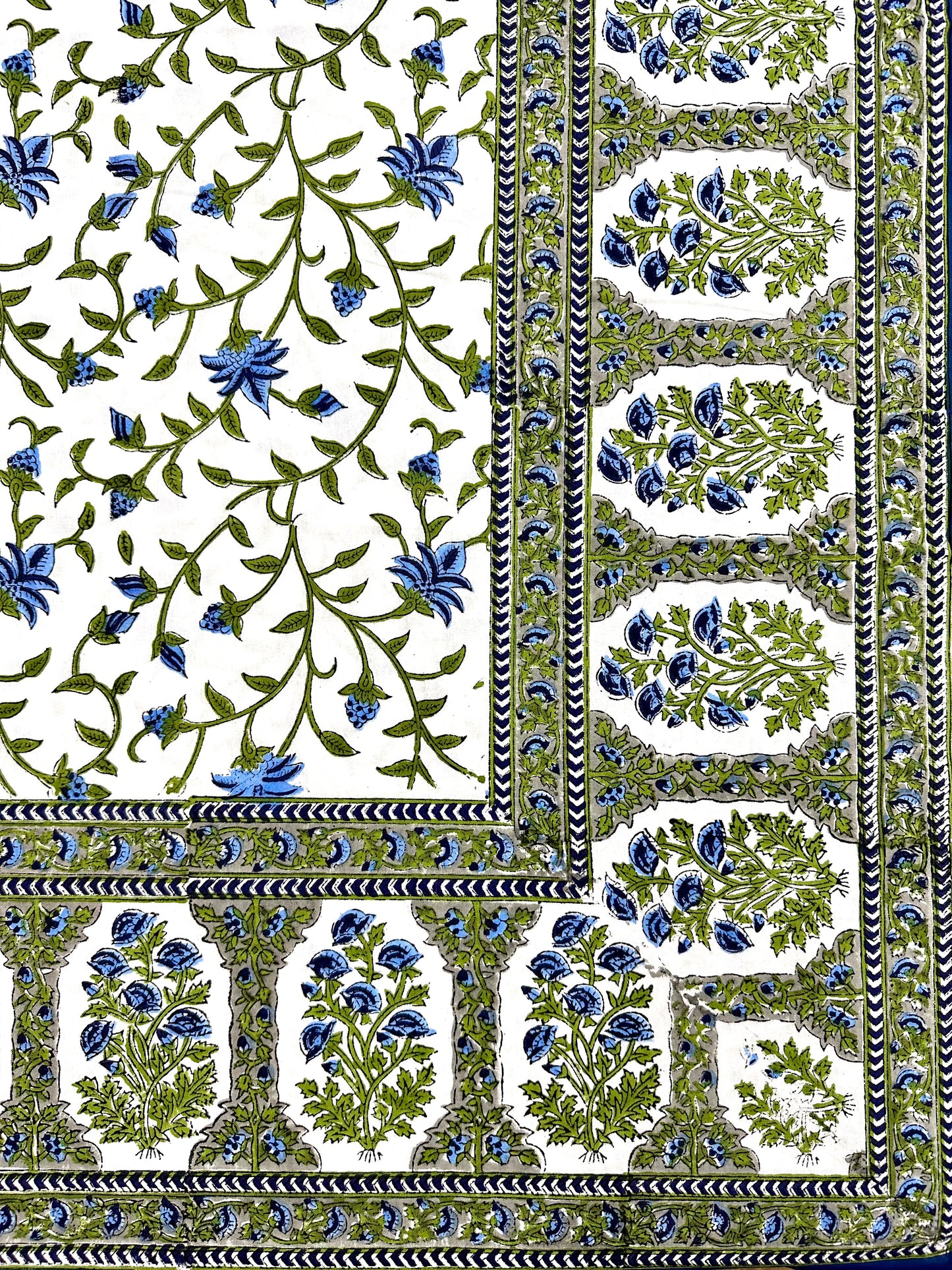 Pushkara Hand Block Print Cotton Bedsheet with Reversible Pillow Covers