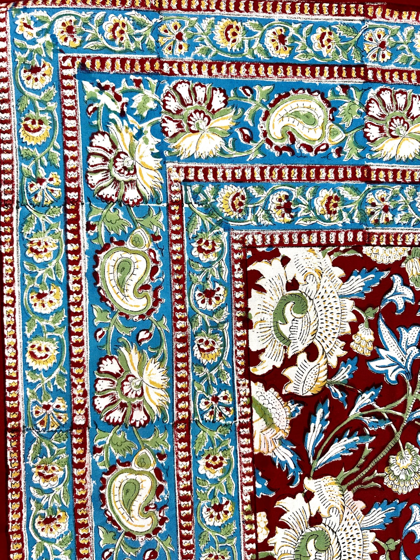 Dhuhaa Hand Block Print Cotton Bedsheet with Reversible Pillow Covers