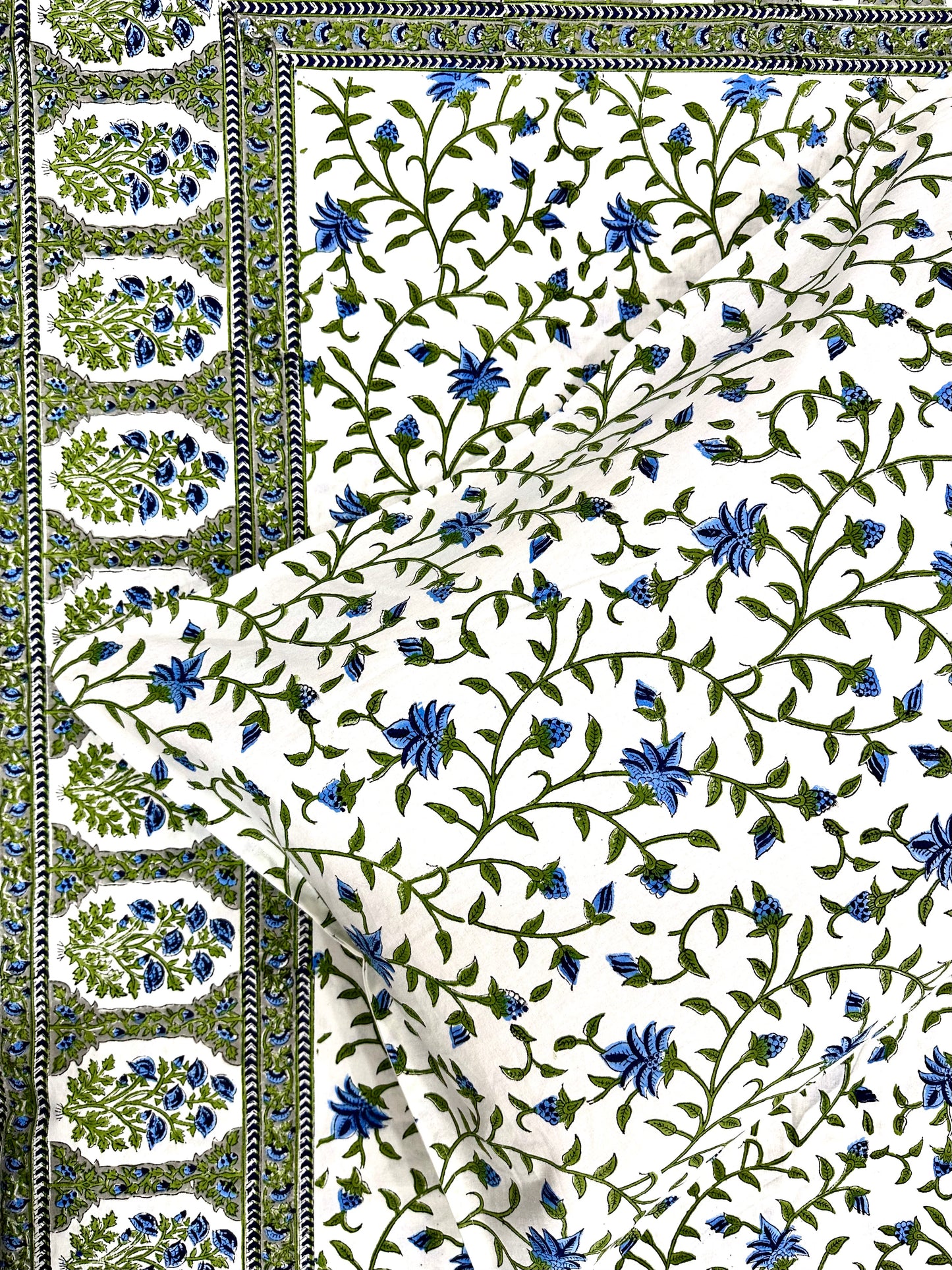 Pushkara Hand Block Print Cotton Bedsheet with Reversible Pillow Covers