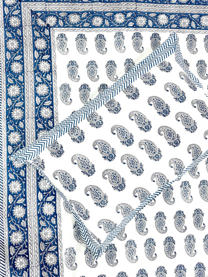 Aabhran Hand Block Print Cotton Bedsheet with Reversible Pillow Covers