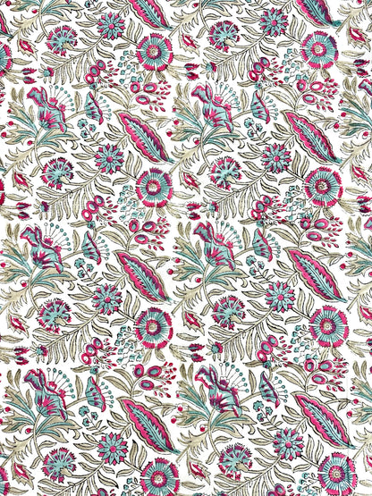 Aroha Hand Block Print Cotton Bedsheet with Reversible Pillow Covers