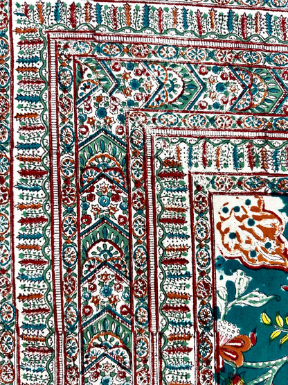 Tvarita Hand Block Print Cotton Bedsheet with Reversible Pillow Covers