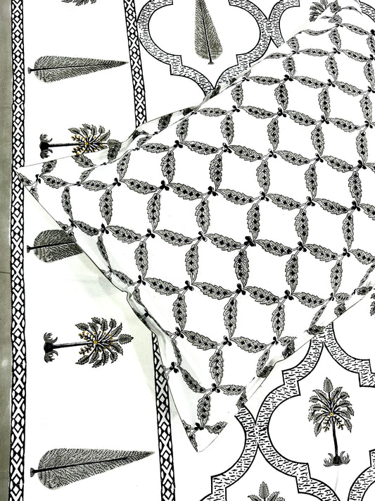 Samyati Hand Block Print Cotton Bedsheet with Reversible Pillow Covers