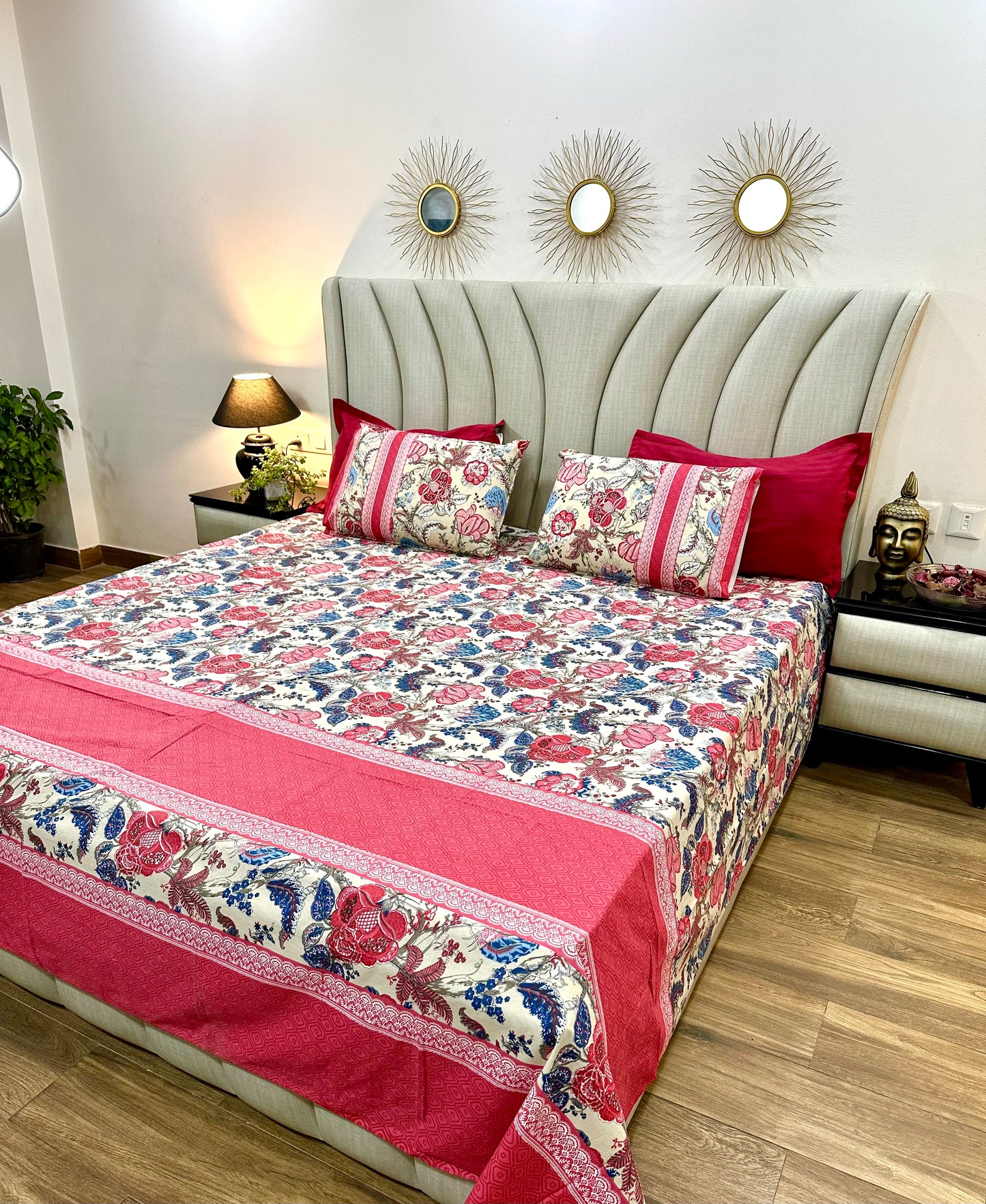 Nadia Cotton Bedsheet with Pillow Covers