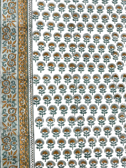 Anvii Hand Block Print Cotton Bedsheet with Reversible Pillow Covers