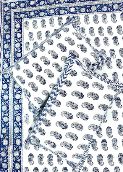 Aabhran Hand Block Print Cotton Bedsheet with Reversible Pillow Covers